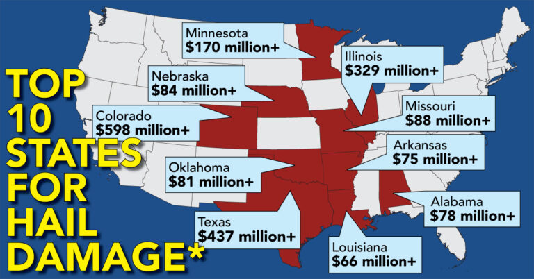 Map- 10 state for hail damage